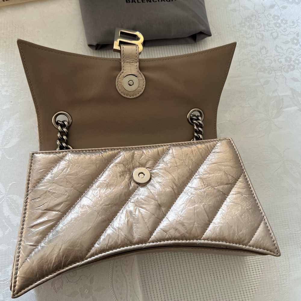 Balenciaga lamb skin Crush Small Chain Bag Metallized Quilted NWB Made In Italy - Picture 12 of 16